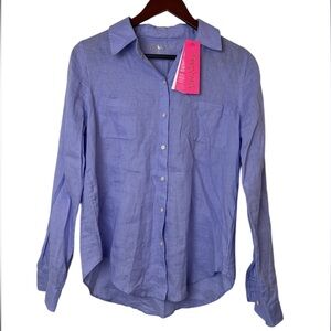 Lilly Pulitzer Sea View 100% linen Button-Down  Lilac shirt Women's sz S